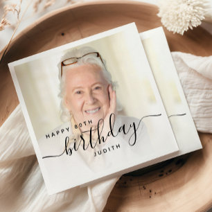 Servilleta De Papel Foto personalizada Guión negro 80 cumpleaños