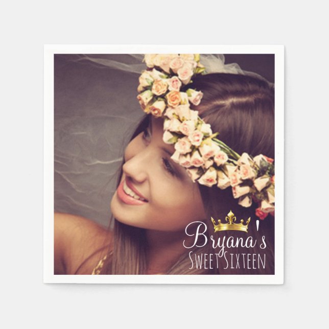 Servilleta De Papel Foto personalizada por personalizado Dulce 16 Fies (Anverso)
