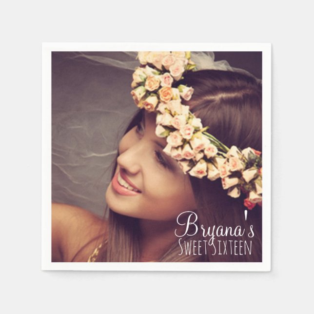 Servilleta De Papel Foto personalizada por personalizado Dulce 16 Fies (Anverso)