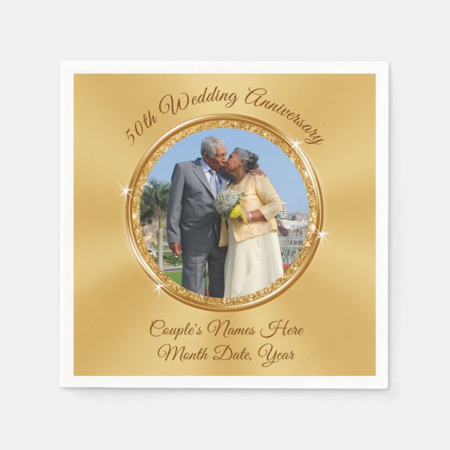 Servilleta De Papel Foto personalizado 50 Aniversario Bebida Napkins (Anverso)