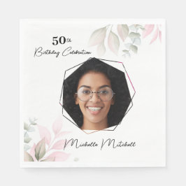 Servilleta De Papel Foto personalizado 50 cumpleaños Papel floral Napk