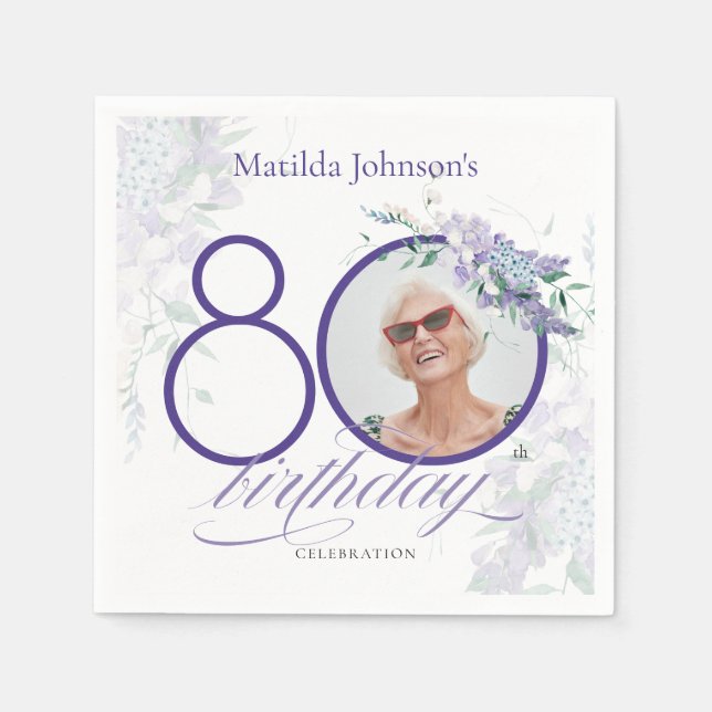Servilleta De Papel Foto Personalizado de la glicinia floral púrpura 8 (Anverso)