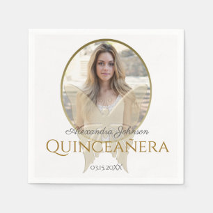 Servilleta De Papel Foto Quinceanera 15th Birthday Gold Butterfly