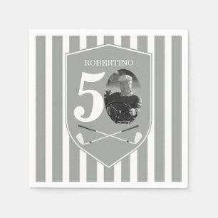 Servilleta De Papel Foto Vintage Golfista Gris Blanco Cumpleaños 50