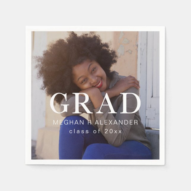 Servilleta De Papel Foto y nombre del graduado clásico (Anverso)