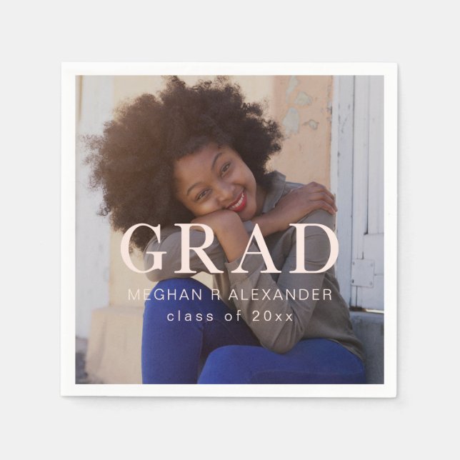 Servilleta De Papel Foto y nombre del graduado clásico (Anverso)