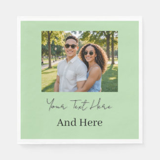 Servilleta De Papel Foto y texto personalizados en verde pastel