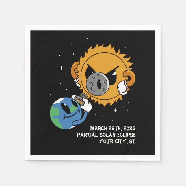 Servilleta De Papel Fotobomb Eclipse solar personalizado 2025 (Anverso)