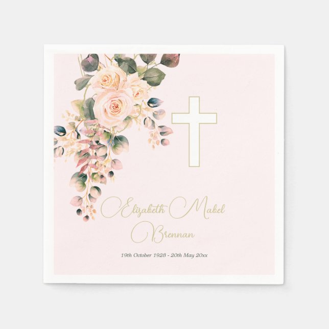 Servilleta De Papel Fotografía cristiana funeraria Elegante Rosa Invit (Anverso)