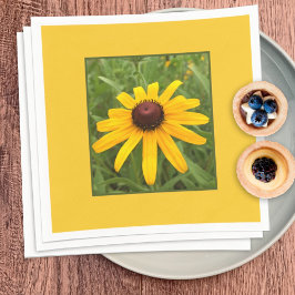 Servilleta De Papel Fotografía de flor de Rudbeckia amarilla enmarcada