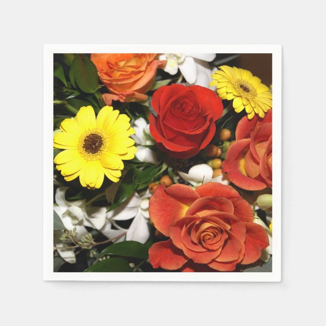 Servilleta De Papel Fotografía de flores coloridas (Anverso)