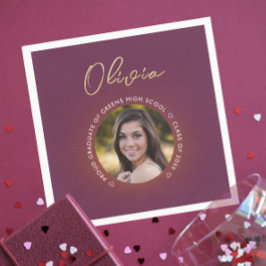 Servilleta De Papel Fotografía de Graduación en Borgoña Moderna Y Senc