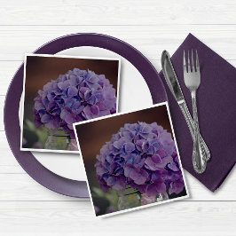 Servilleta De Papel Fotografía de Hortensia Morada Rústica en Tarro de