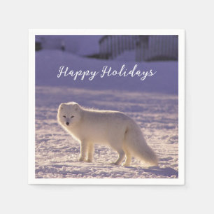 Servilleta De Papel Fotografía de invierno de la nieve de Fox blanca