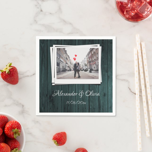 Servilleta De Papel Fotografía de madera verde azulada Ducha de novia (In situ)