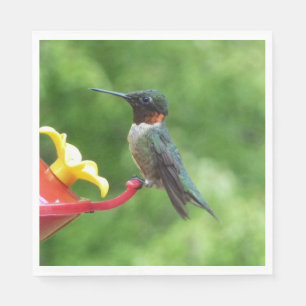 Servilleta De Papel Fotografía de pájaro húmedo con trompetas de rubí