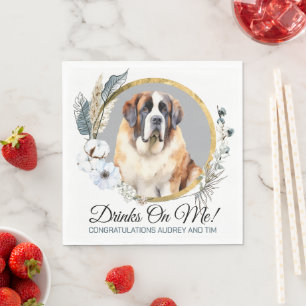 Servilleta De Papel Fotografía de San Bernardo Boda con perros