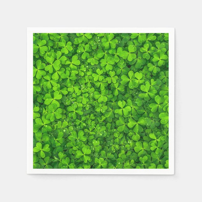 Servilleta De Papel Fotografía de Shamrock Clovers en Irlanda Saint Pa (Anverso)
