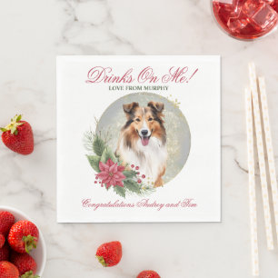 Servilleta De Papel Fotografía de Shetland Sheepdog Boda Napkins con P