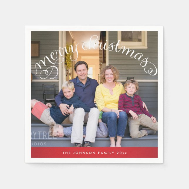 Servilleta De Papel Fotografía familiar: Navidad con los rojos (Anverso)
