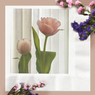 Servilleta De Papel Fotografía floral de tulipanes rosados delgados
