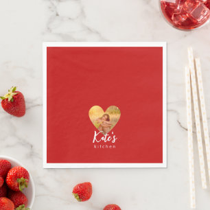 Servilleta De Papel Fotografía propia del Corazón Rojo Marco de caligr