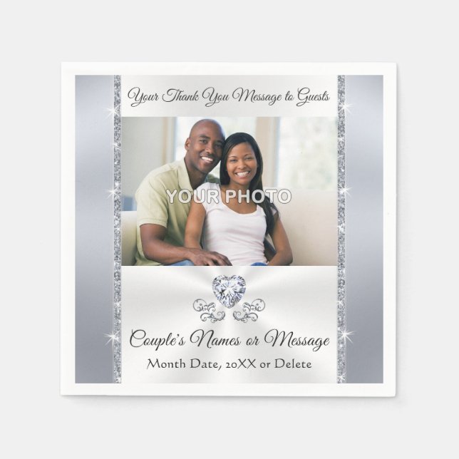 Servilleta De Papel Fotografía y Boda personalizado de cócteles (Anverso)