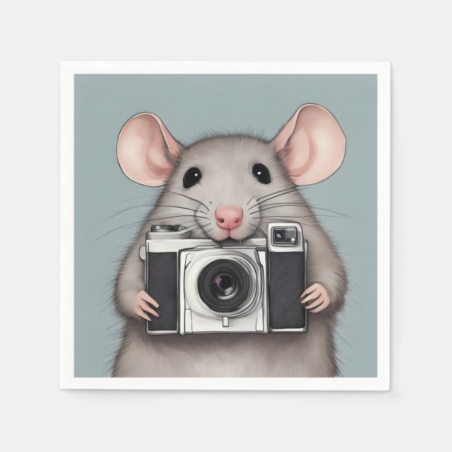 Servilleta De Papel Fotógrafo de Cute Rat (Anverso)