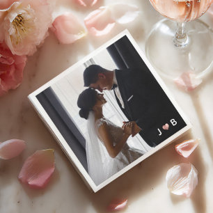 Servilleta De Papel Fotomontaje de boda personalizado de pareja Monogr