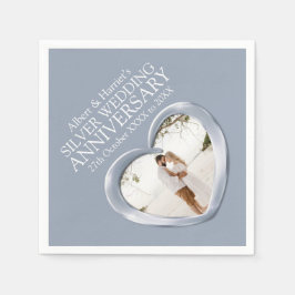 Servilleta De Papel Fotos de aniversario de plata nombres de corazón