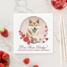 Servilleta De Papel Fotos de bodas de Akita Inu con corona de corazone