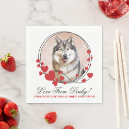 Servilleta De Papel Fotos de bodas de San Valentín con corazones rojos