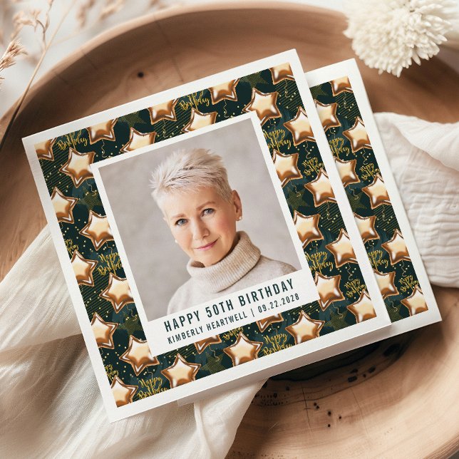 Servilleta De Papel Fotos de cumpleaños 50.ª feliz Glam Star Globos (Subido por el creador)