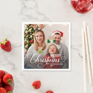 Servilleta De Papel Fotos de Personalizado simple de Feliz Navidad