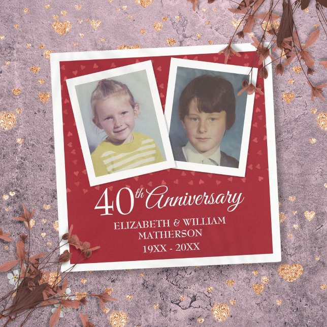 Servilleta De Papel Fotos del 40 aniversario de la infancia del Boda R (Ruby Wedding 40th Anniversary Childhood Photos Napkins)