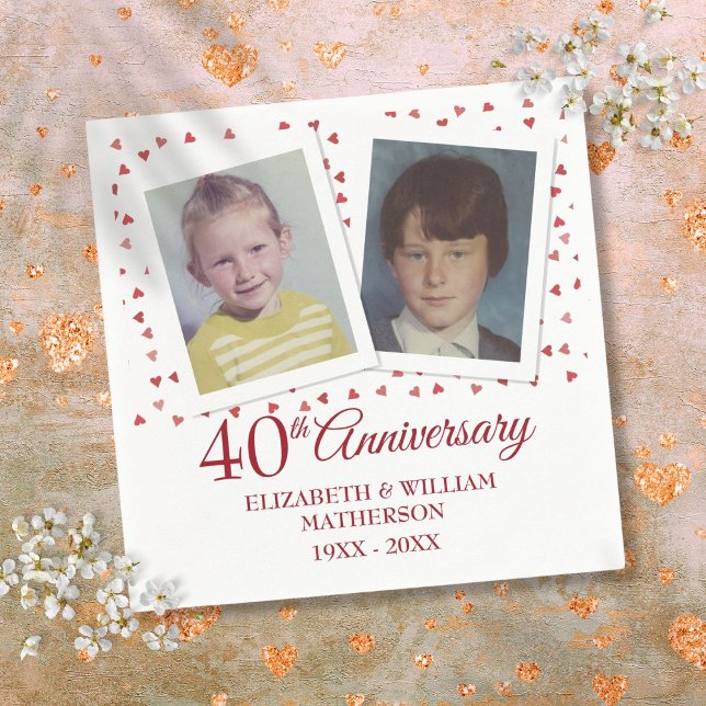 Servilleta De Papel Fotos del 40° aniversario del Boda de Ruby (Ruby 40th Wedding Anniversary Childhood Photos Napkins)
