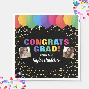 Servilleta De Papel Fotos del Congrats Graduation Balloons Confetti Gr