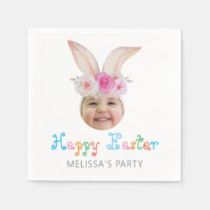 Servilleta De Papel Fotos divertidas Face Easter Watercolor Bunny Ears