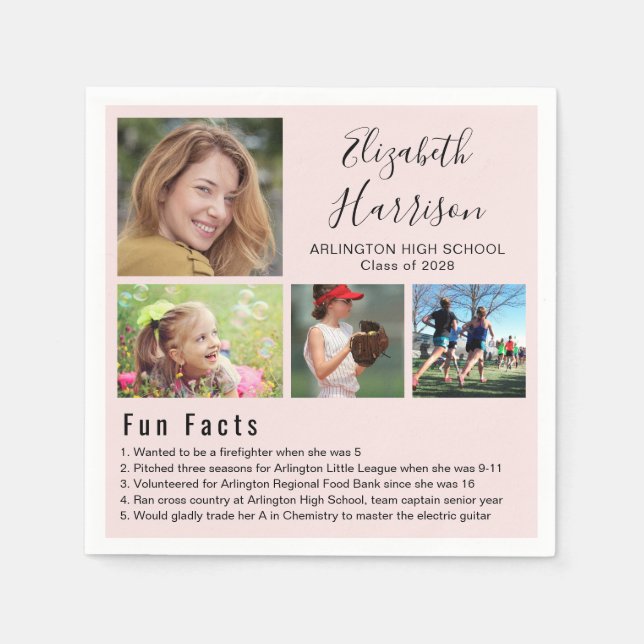 Servilleta De Papel Fotos divertidas Napkins de graduación rosa (Anverso)