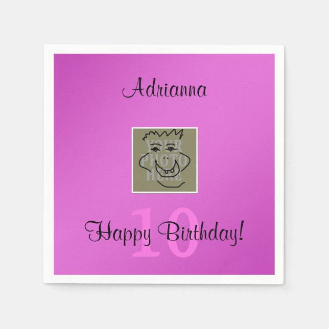 Servilleta De Papel Fotos personales de cumpleaños y Personalizado de  (Anverso)