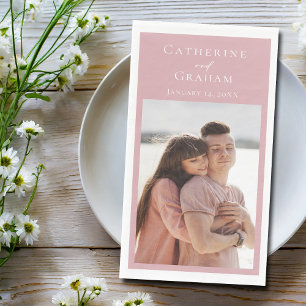 Servilleta De Papel Fotos personalizadas de boda rosa polvoriento