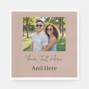 Servilleta De Papel Fotos personalizadas en mocha marrón para la fiest