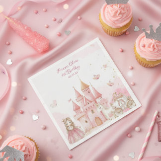 Servilleta De Papel Four Ever Princess Unicorn pink 4th Birthday Party