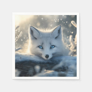 Servilleta De Papel Fox ártica con ojos azules mesmerizadores