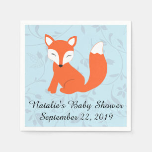 Servilleta De Papel Fox azul Baby Shower del arbolado