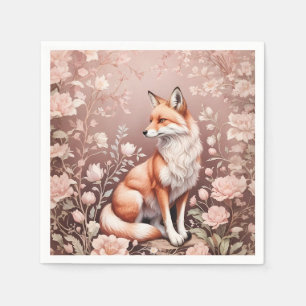 Servilleta De Papel Fox con floral rosada de ensueño