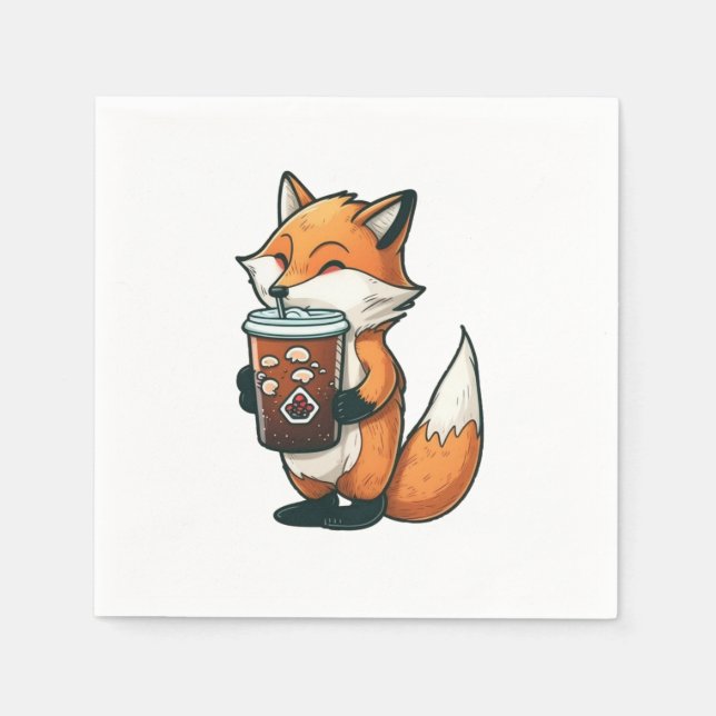 Servilleta De Papel Fox con una taza (Anverso)
