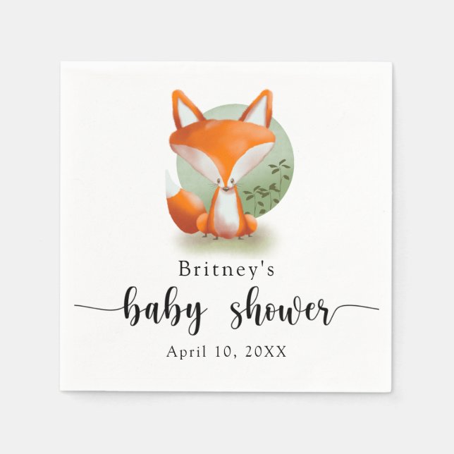 Servilleta De Papel Fox cub - ducha de bebé (Anverso)