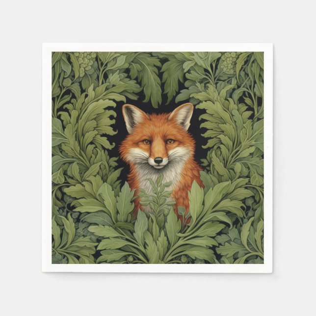 Servilleta De Papel Fox de Art Nouveau en el bosque (Anverso)