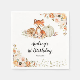 Servilleta De Papel Fox de Otoño Ella es una Wild One Birthday Napkins